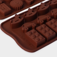 Набор форм для конфет и шоколада Доляна «Игрушки» 3 шт, силикон, цвет коричневый Набор форм для конфет и шоколада Доляна «Игрушки» 3 шт, силикон, цвет коричневый