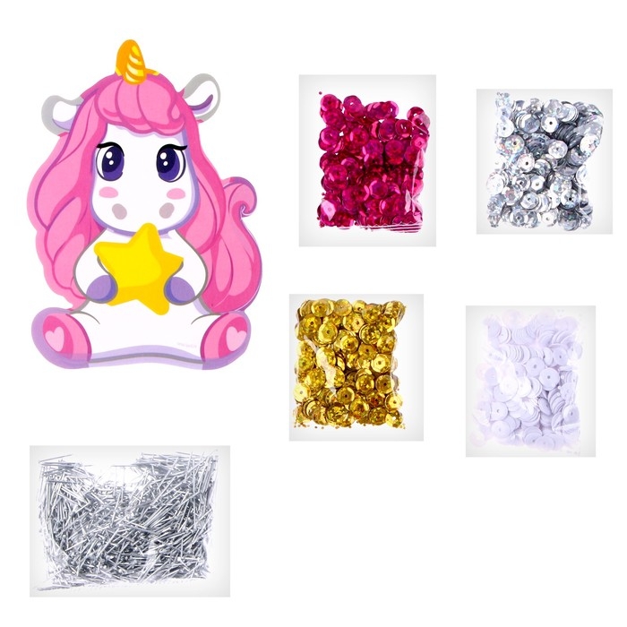 Набор для творчества: аппликация фигурами и аппликация пайетками &laquo;Единорог&raquo;