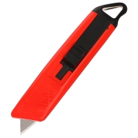 Нож универсальный трапециевидный 19мм, фиксатор, корпус пластик, TOP Нож универсальный трапециевидный 19мм, фиксатор, корпус пластик, TOP