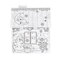 Домик-раскраска 3 в 1 &laquo;Весёлые зверята&raquo;, 5 фломастеров, 6 деталей