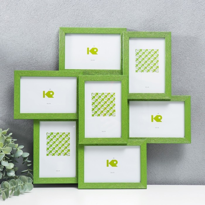 Фоторамка пластик на 7 фото Фоторамка пластик на 7 фото "KRUZO", цв. зелёный
