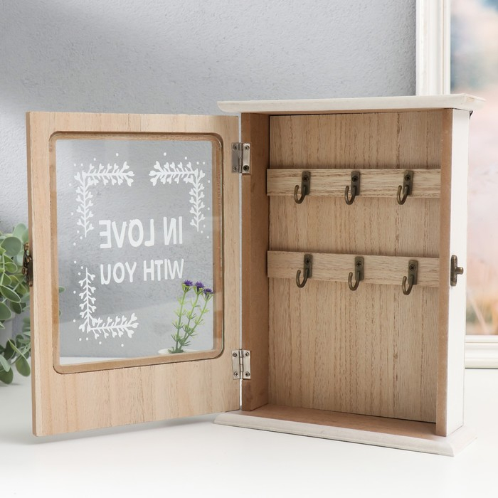 Ключница дерево 6 крючков "Лаванда в кувшине" 26,3х21х7,8 см  МИКС