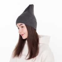 Шапка женская демисезонная, цвет т-серый, размер 56-58 Шапка женская демисезонная, цвет т-серый, размер 56-58