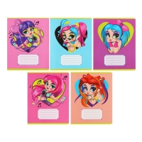 Комплект тетрадей из 10 штук, 12 листов в линию Calligrata "Модница", обложка мелованная бумага, ВД-лак, блок офсет, 5 видов по 2 штуки