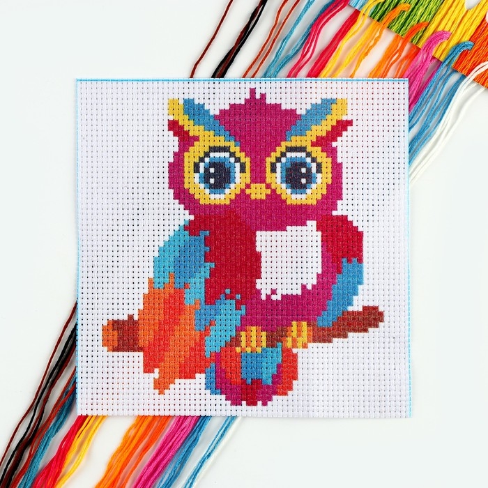 Вышивка крестиком для детей &laquo;Волшебная сова&raquo;, набор для творчества, 15 х 15 см