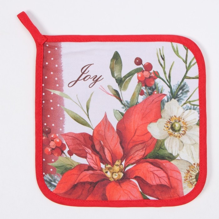 Прихватка Этель "Пуансеттия" 19х19 см, 100% хл, ватин 250 г/м2