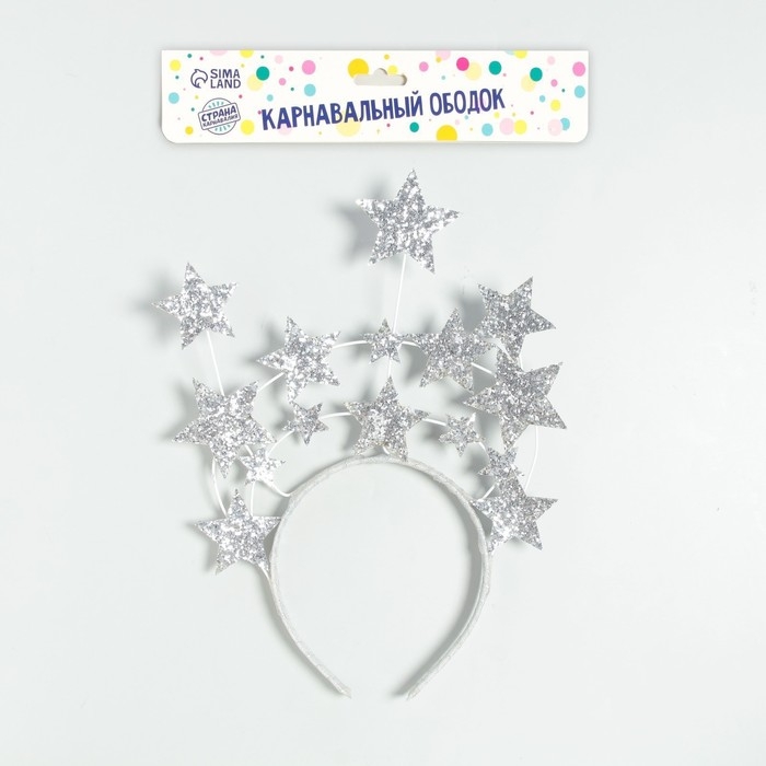 Новогодний ободок «Звёзды», серебро, на новый год Новогодний ободок «Звёзды», серебро, на новый год