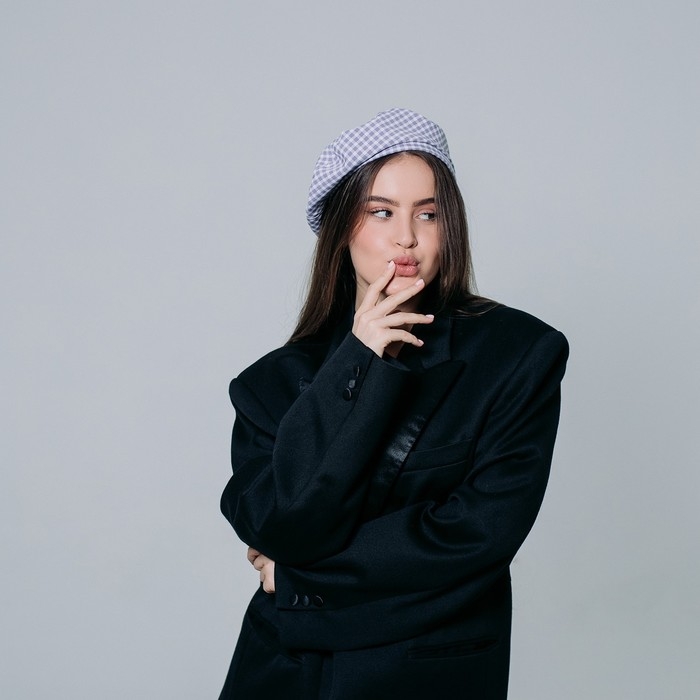 Берет в клетку, цвет серый, р-р 56см Берет в клетку, цвет серый, р-р 56см