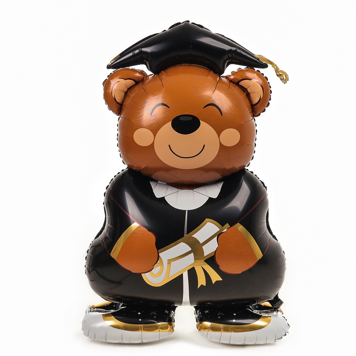 Шар фольгированный 58" &laquo;Мишка студент&raquo;, на подставке, под воздух