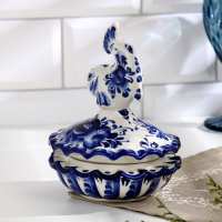 Икорница &laquo;Рыбка&raquo;, гжель