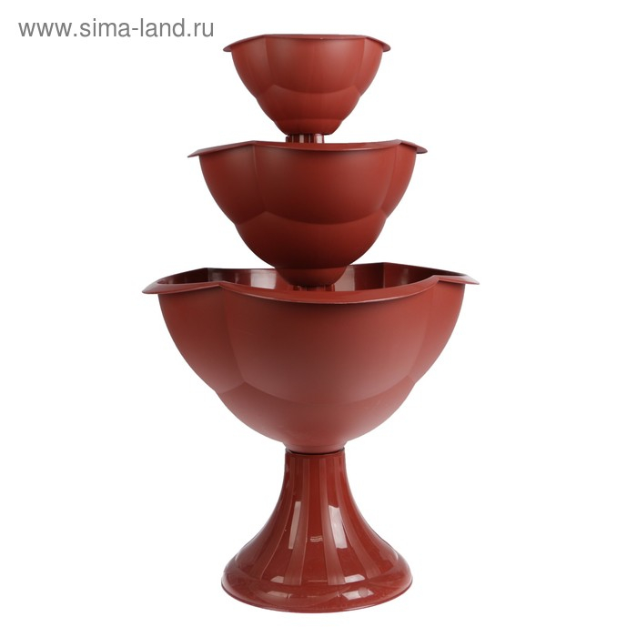 Клумба пластиковая, 3 яруса, d = 27&ndash;40&ndash;55 см, h = 90 см, коричневая, &laquo;Водопад&raquo;