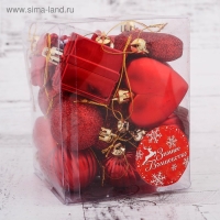 Набор украшений пластик 24 шт "Грация" ассорти красный