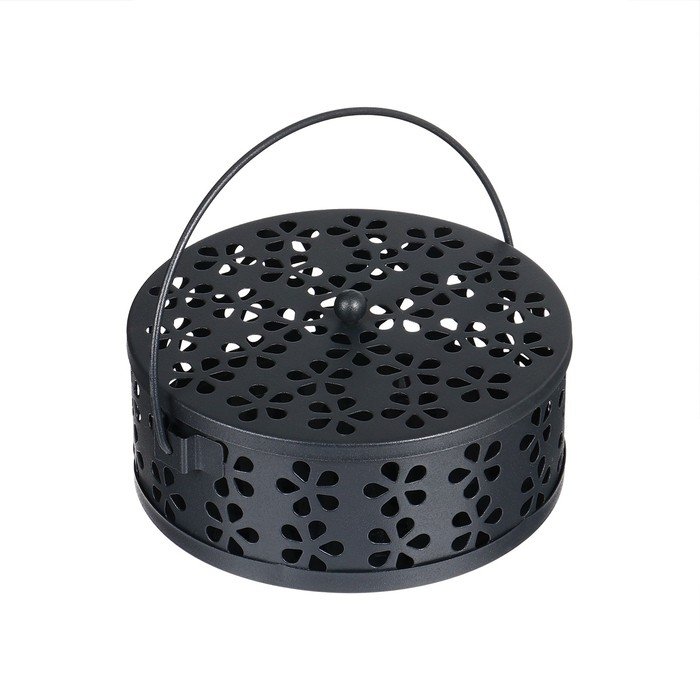 Подставка под спирали от комаров, для благовоний, с крышкой, металл, чёрная, Greengo Подставка под спирали от комаров, для благовоний, с крышкой, металл, чёрная, Greengo