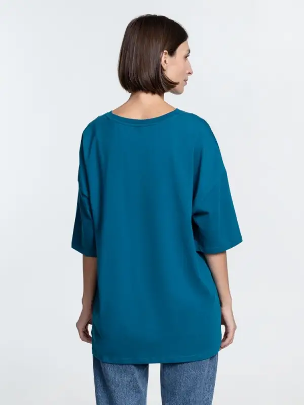 Футболка унисекс оверсайз Crosstown, бирюзовая (морская волна), размер S