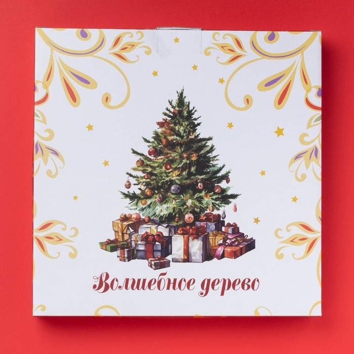 Тарелка новогодняя Доляна &laquo;Волшебное дерево&raquo;, керамика, 23&times;20&times;2,2 см, цвет белый