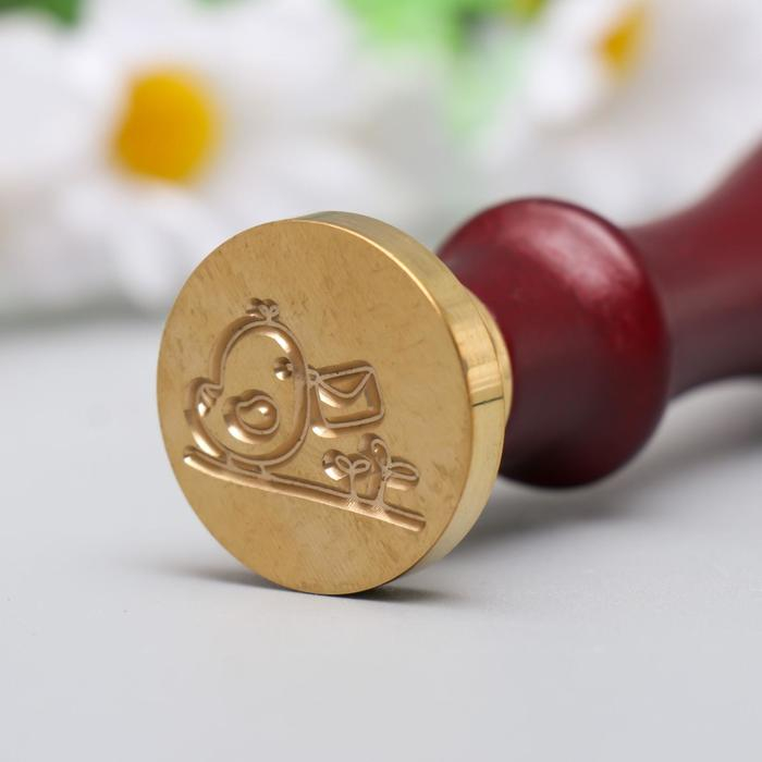 Печать для сургуча с деревянной ручкой Печать для сургуча с деревянной ручкой "Цыплёнок с письмом" 9х2,5х2,5 см