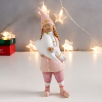 Сувенир полистоун "Малышка в розовом, в колпаке, с сердцем/звездой" 18х5х3,5 см