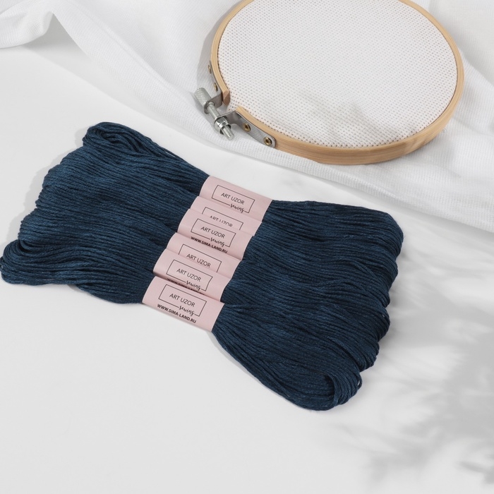 Набор ниток мулине №3750, 8 &plusmn; 1 м, 6 шт, цвет чёрно-синий