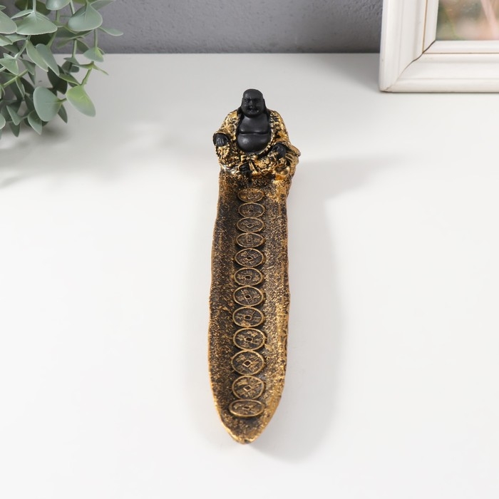 Подставка под благовония Подставка под благовония "Хотей в золотом халате" золото 22,5х4,5х5 см