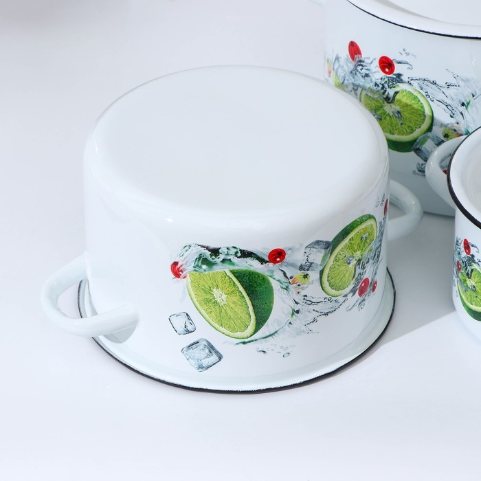 Набор эмалированных кастрюль &laquo;Мохито&raquo;, 3 предмета: 1,5 л, 2,9 л, 4,5 л