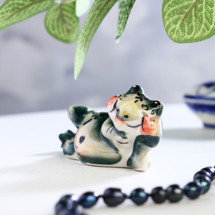 Сувенир &laquo;Лягушка сидячая&raquo;, гжель, цветная, 8 х 5,5см