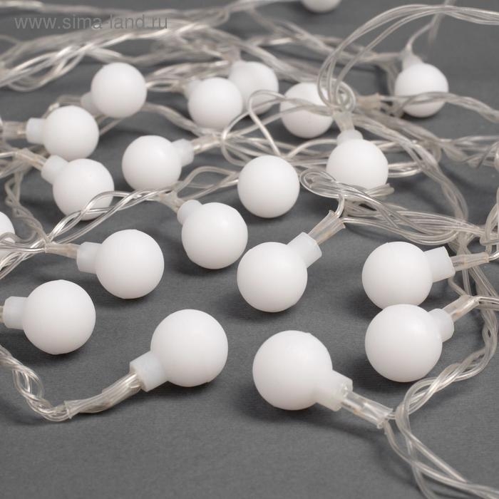 Гирлянда «Нить» 5 м с насадками «Шарики белые», IP20, прозрачная нить, 30 LED, свечение тёплое белое, 8 режимов, 220 В Гирлянда «Нить» 5 м с насадками «Шарики белые», IP20, прозрачная нить, 30 LED, свечение тёплое белое, 8 режимов, 220 В