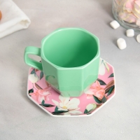 Чайная пара &laquo;Цветы&raquo;, кружка 200 мл, блюдце 13 см