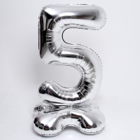 Шар фольгированный 50" «Цифра 5», на подставке, серебро Шар фольгированный 50" «Цифра 5», на подставке, серебро