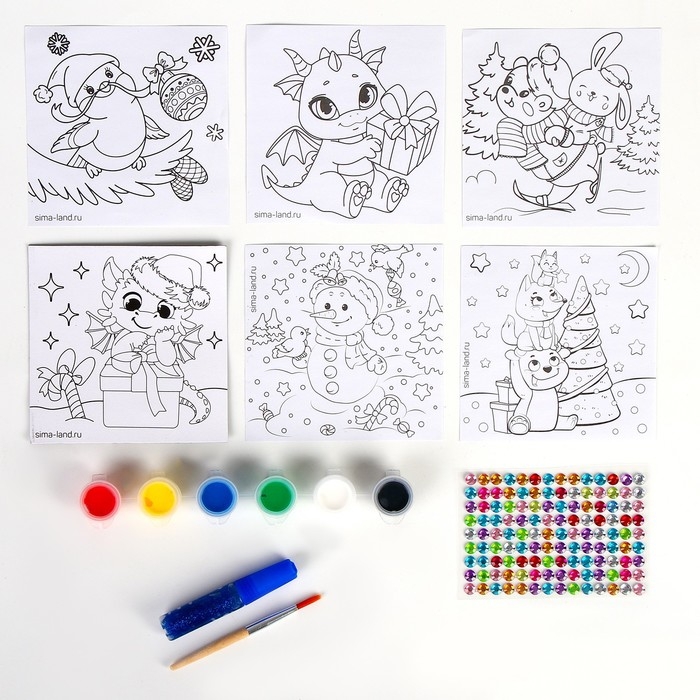 Ёлочные шары под раскраску на новый год &laquo;Чудесный подарок&raquo;, 6 шт, d = 7см, новогодний набор для творчества