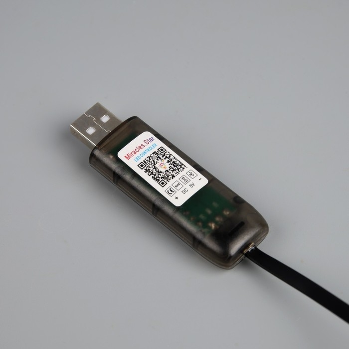 Умная гирлянда &laquo;Нить&raquo; 6 м с насадками &laquo;Калейдоскоп&raquo;, IP20, тёмная нить, 20 LED, свечение RGB, USB