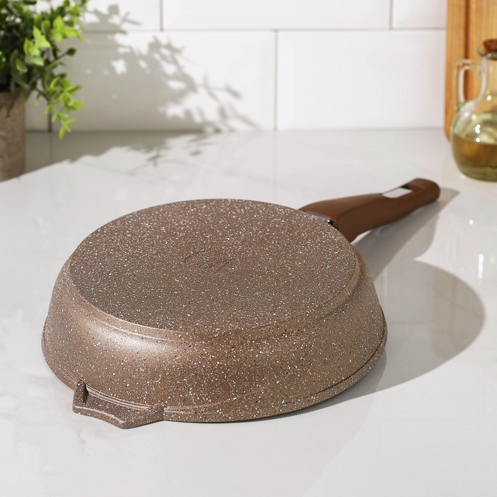 Сковорода &laquo;Гранит Brown&raquo;, d=24 см, антипригарное покрытие, съёмная ручка, цвет МИКС