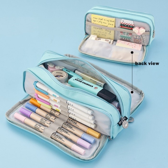 Пенал школьный на молнии 3-х секционный, голубой Пенал школьный на молнии 3-х секционный, голубой