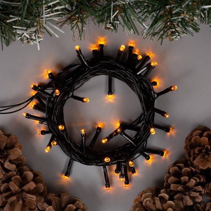 Гирлянда &laquo;Нить&raquo; 5 м, IP20, тёмная нить, 50 LED, свечение жёлтое, 8 режимов, 220 В