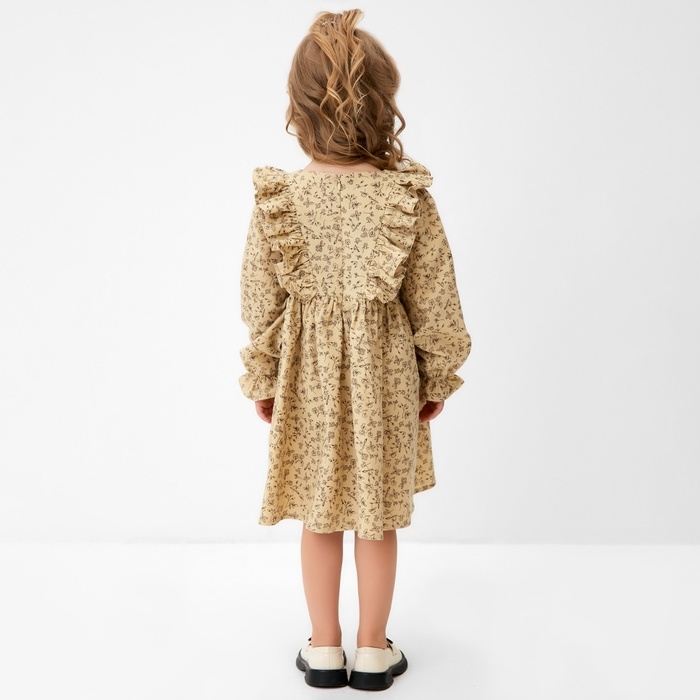 Платье для девочки MINAKU: Cotton collection цвет бежевый, рост 110 см Платье для девочки MINAKU: Cotton collection цвет бежевый, рост 110 см