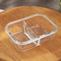 Контейнер из жаропрочного стекла, с крышкой, 600 мл, цвет синий