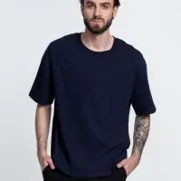 Футболка унисекс оверсайз Crosstown, темно-синяя, размер M