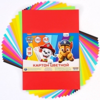 Картон цветной тонированный, А3, 18 листов, 18 цветов, немелованный, двусторонний, в пакете, 140 г/м², Щенячий патруль Картон цветной тонированный, А3, 18 листов, 18 цветов, немелованный, двусторонний, в пакете, 140 г/м², Щенячий патруль