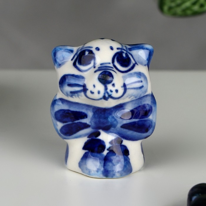 Сувенир &laquo;Кот с бантом&raquo;, 3,5 см, гжель