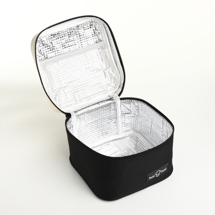 Термосумка на молнии, 4,5 л, цвет бежевый/чёрный