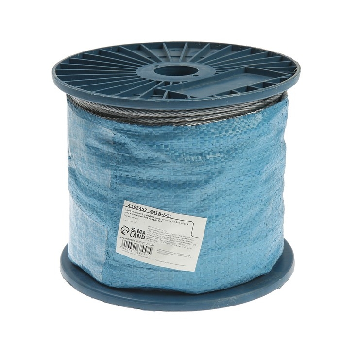 Трос стальной ТУНДРА krep, структура 6х7+FC, 4 мм, в катушке 200 м