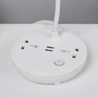 Настольная лампа "Универсал" LED 5Вт 3000К 2 розетки 2хUSB2.0 белый 13х13х37см RISALUX