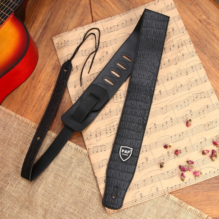 Ремень гитарный Music Life, кожаный, длина 150 см, аллигатор Ремень гитарный Music Life, кожаный, длина 150 см, аллигатор