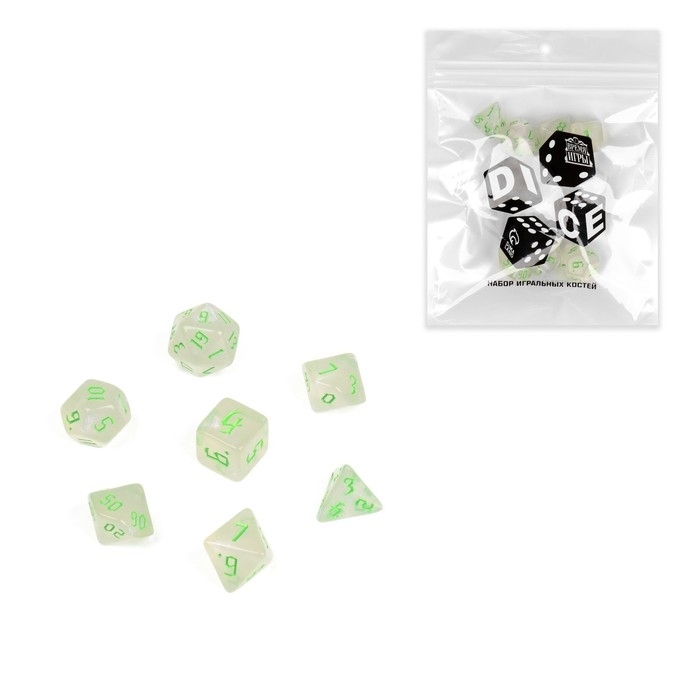 Набор кубиков для D&D (Dungeons and Dragons, ДнД) Набор кубиков для D&D (Dungeons and Dragons, ДнД) "Время игры", серия: D&D, 7 шт, зеленые