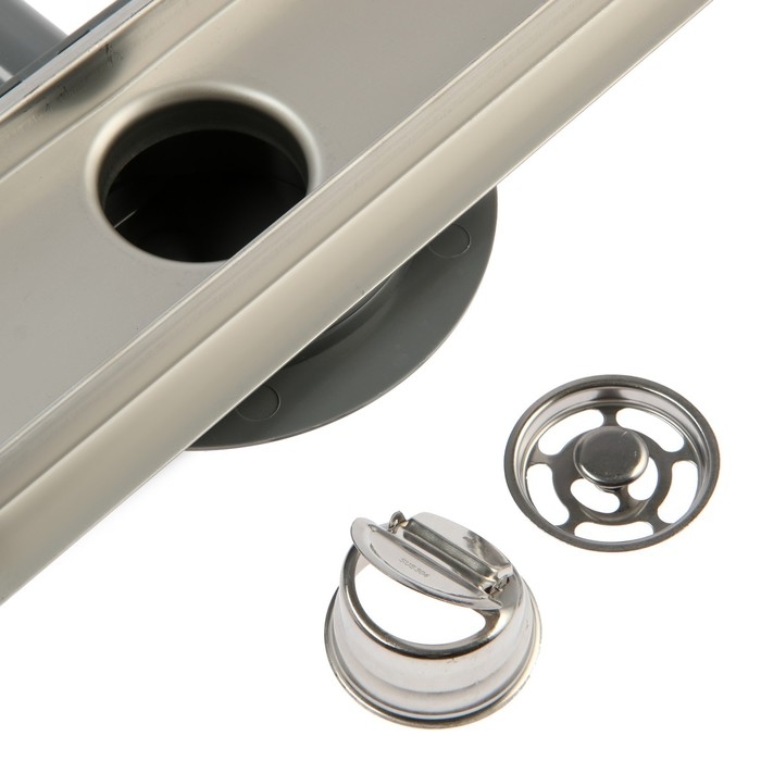 Трап ZEIN, c флaнцeм свободного вращения 360&deg;, 7х50 см, d=40/50 мм, нерж. сталь, сатин