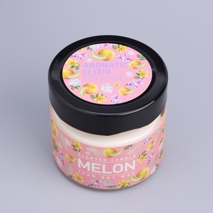 Свеча ароматическая в банке Свеча ароматическая в банке "Сочная дыня", совый воск, 80 г
