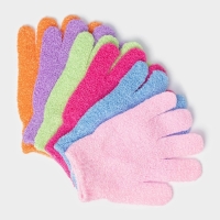 Мочалка-перчатка массажная Доляна, 14&times;18 см, однотонная, цвет МИКС