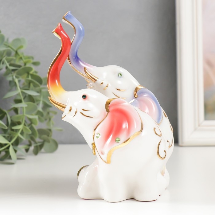 Сувенир керамика Сувенир керамика "Два слона с сердцем" стразы МИКС 16х13х7 см