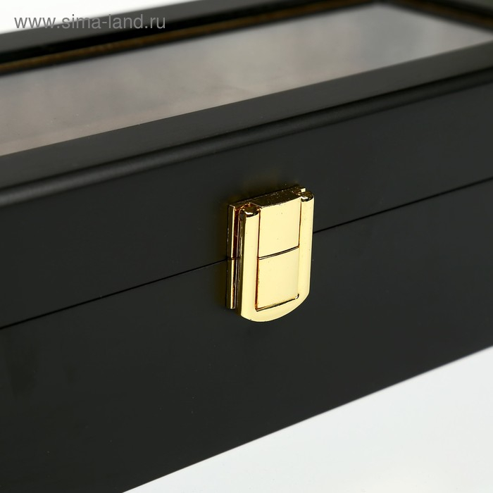 Шкатулка дерево под часы 6 отделений Шкатулка дерево под часы 6 отделений "Чёрная матовая" 8х31х11 см