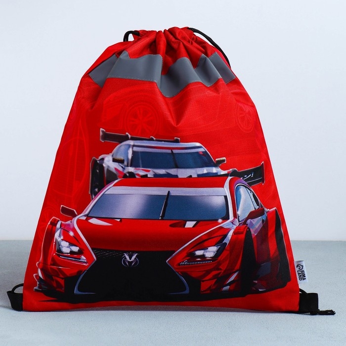 Мешок для обуви со светоотражающим элементом &laquo;Гоночная тачка&raquo; 30 х 40 см