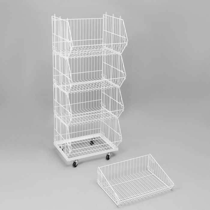 Накопитель разборный на колесах, 5 корзин, 50&times;43&times;147, цвет белый